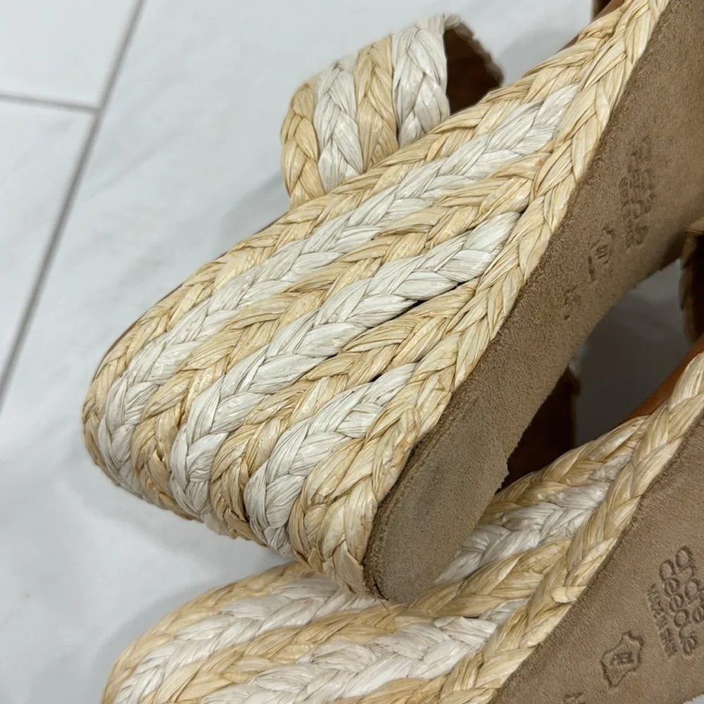 NEW! André Assous Nolita Raffia Wedge Slide Sandal - Size 40